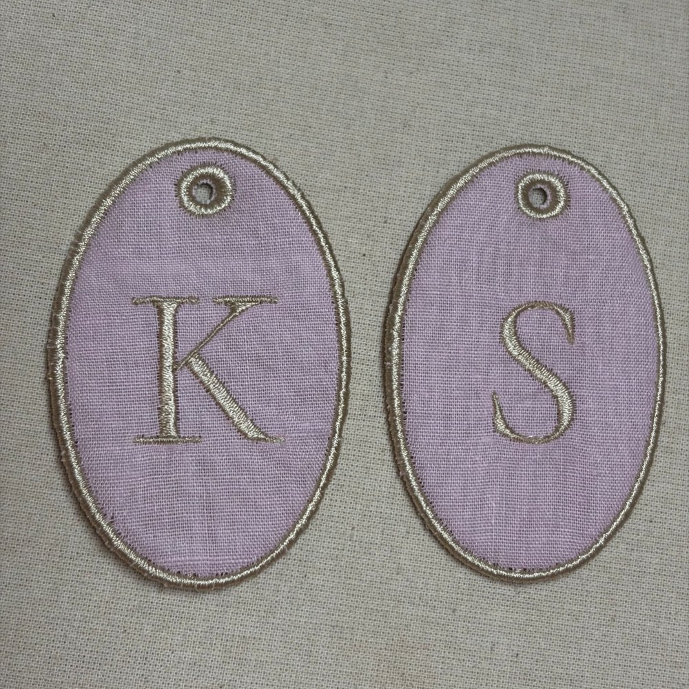 Linen oval bag tag