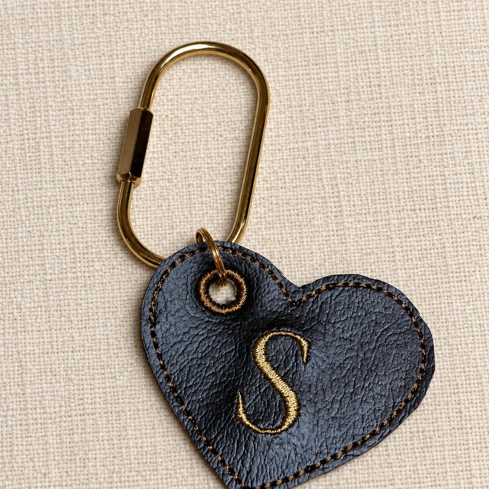 Leather heart key tag